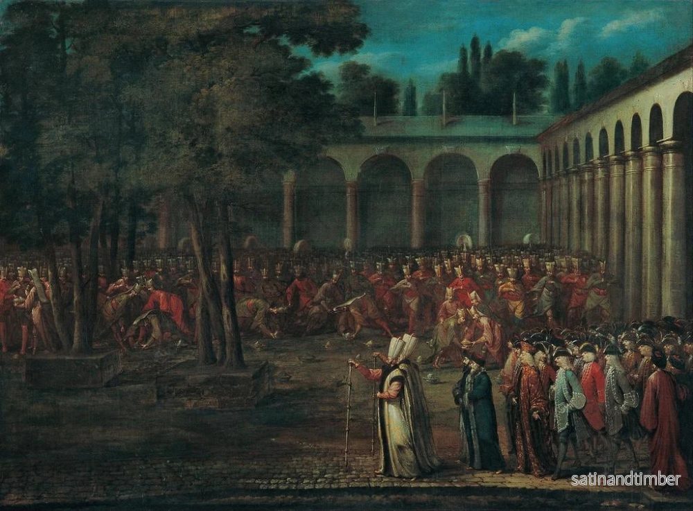 Reproduktion av målningen La délégation ambassadrice traversant le deuxième cour de palais de Topkapi - Jean-Baptiste Vanmour - Bild 2