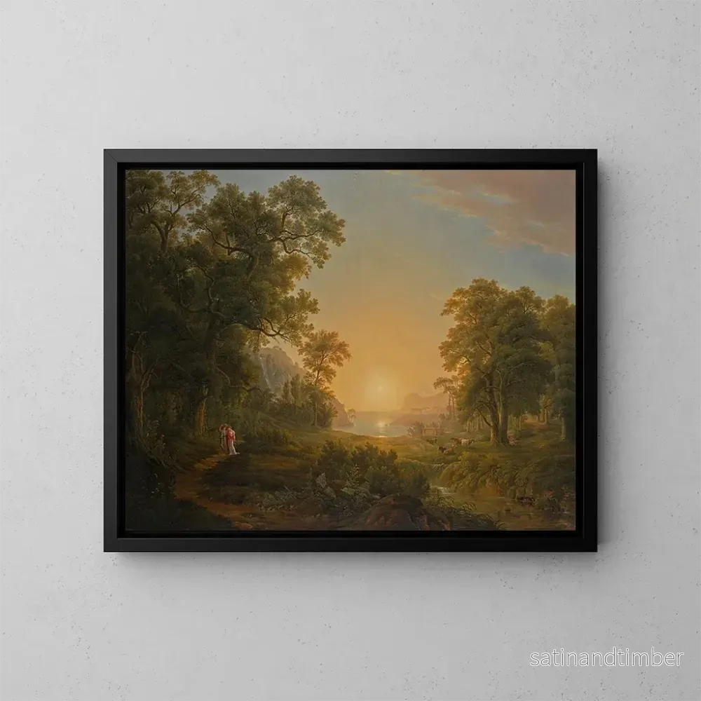 Reproduktion av målningen Landskapsbild med soluppgång - Joseph Rebell
