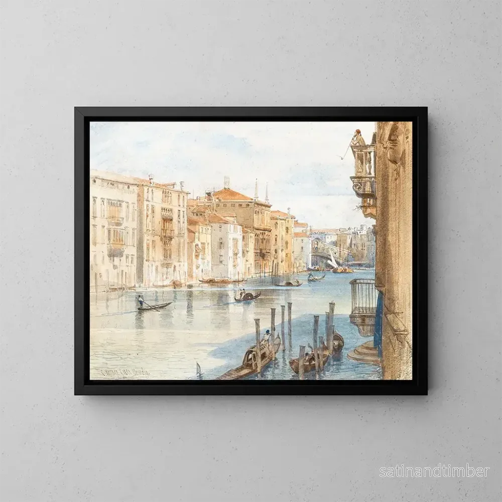 Reproduktion av målningen av Grand Canal och Rialto-bron - Carl Friedrich Heinrich Werner