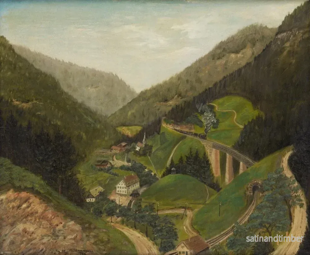 Reproduktion av målningen Le chemin de fer de Hllental près du pont de Ravenna - Georg Michael Zimmermann - Bild 2