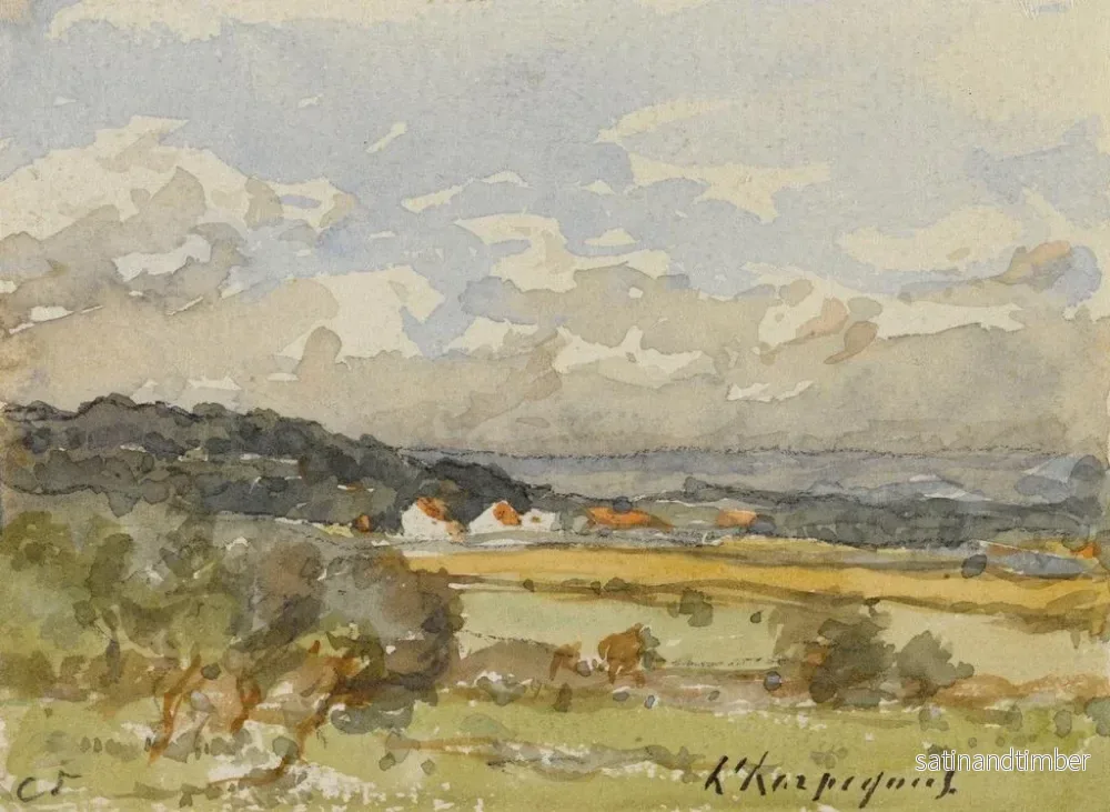 Reproduktion av målningen Landskap med några torp - Henri-Joseph Harpignies - Bild 2