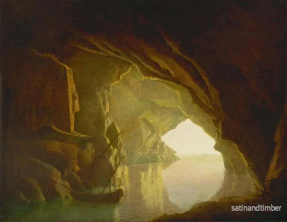 Reproduktion av målningen En grotta i Salernebukten vid solnedgången - Joseph Wright de Derby - Bild 2