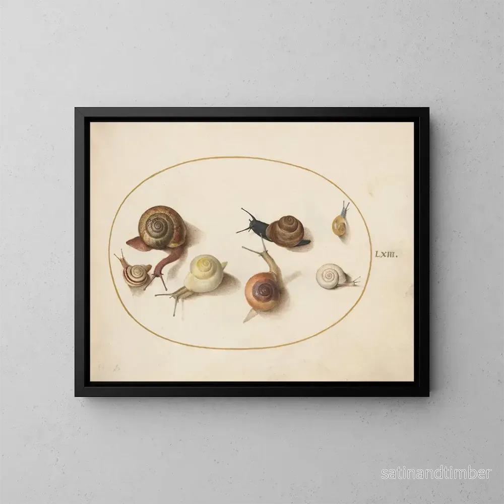 Reproduktion av målningen Sept escargots - Joris Hoefnagel