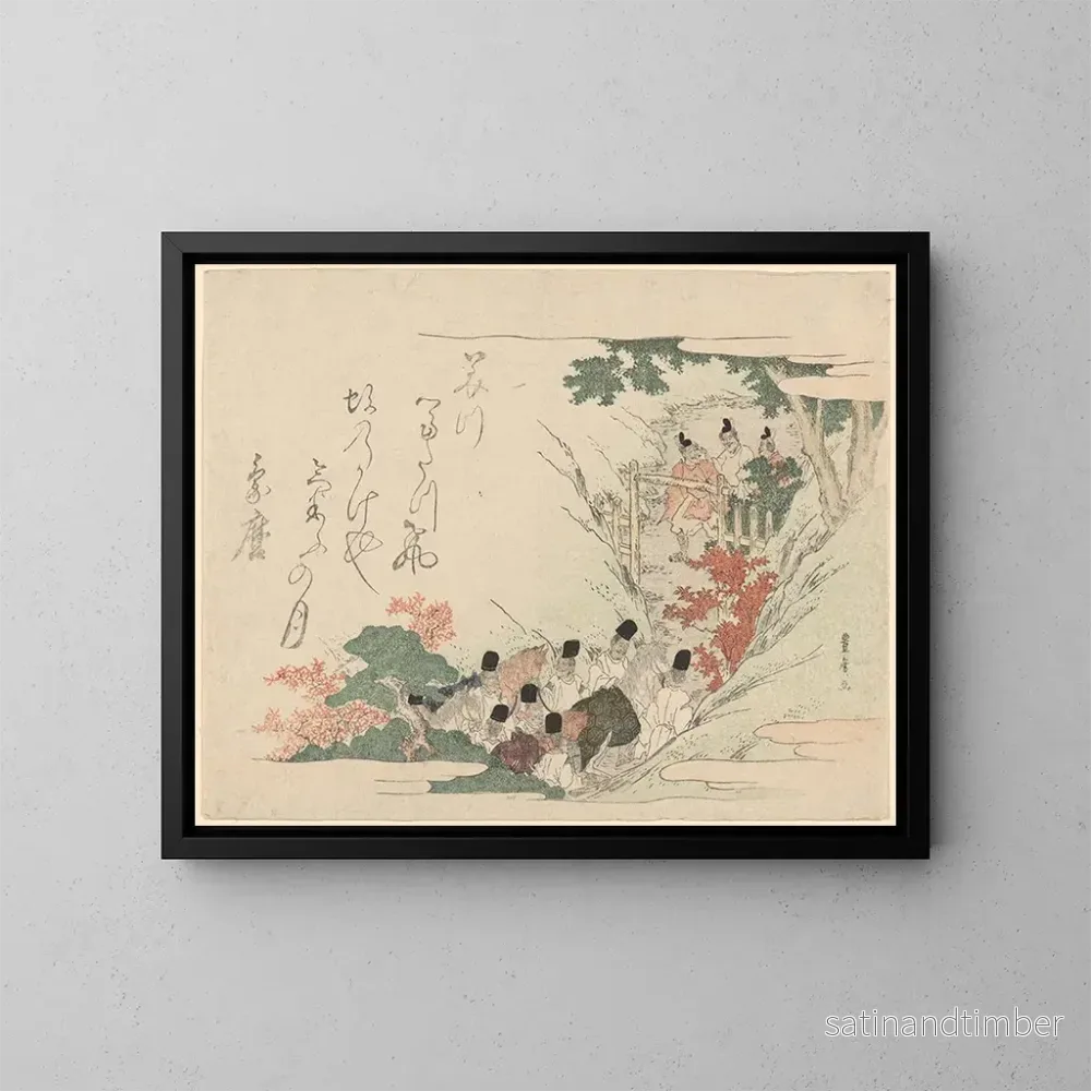 Reproduktion av målningen av män med hästar i en bergig passage – Utagawa Toyohiro