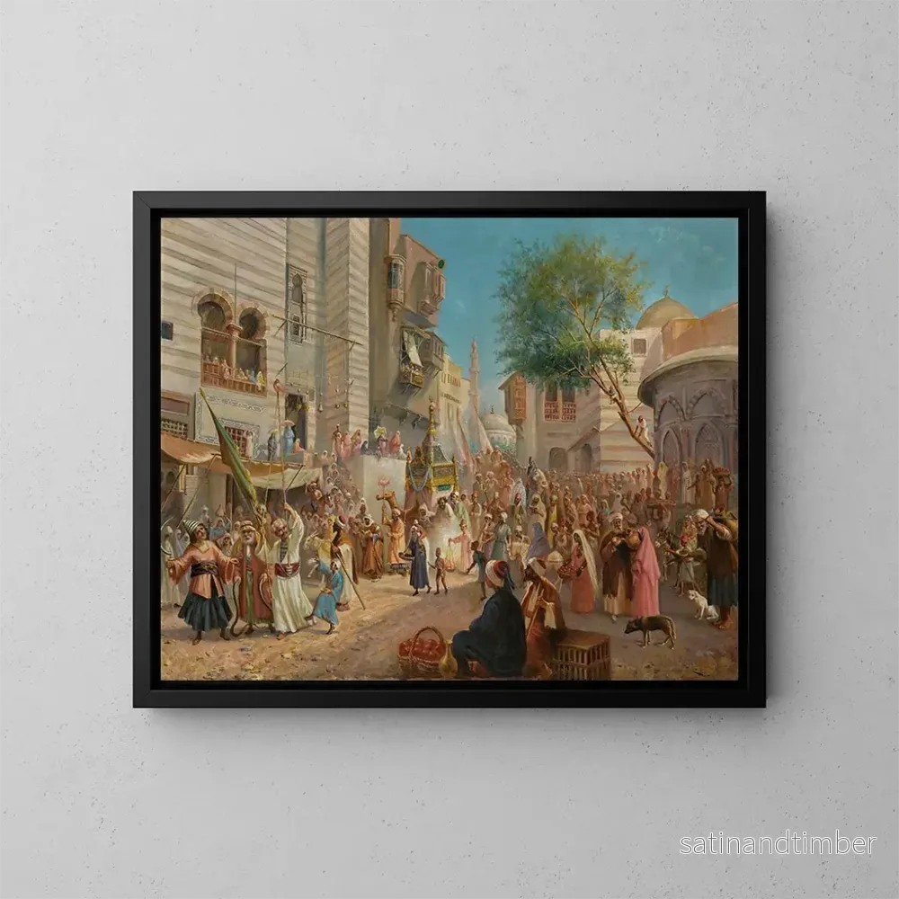 Reproduktion av målningen Le départ du mahmal du Caire - Leonardo de Mango