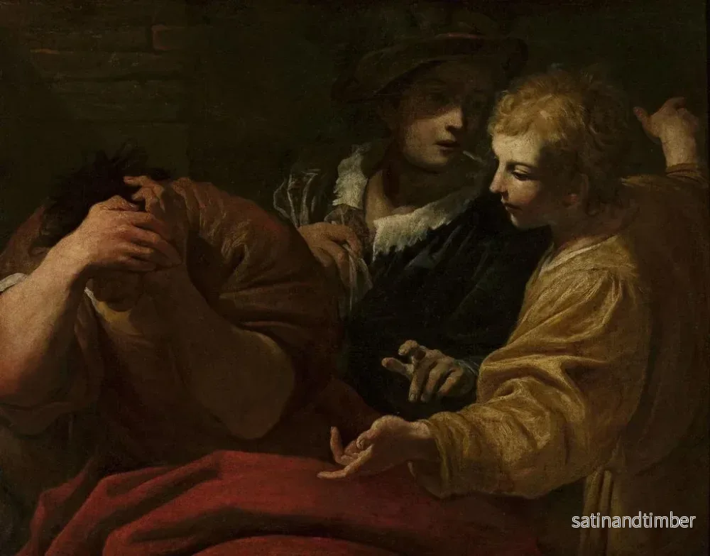 Reproduktion av målningen Joseph tolkar drömmar i Faraos palats - Giovanni Antonio Burrini - Bild 2