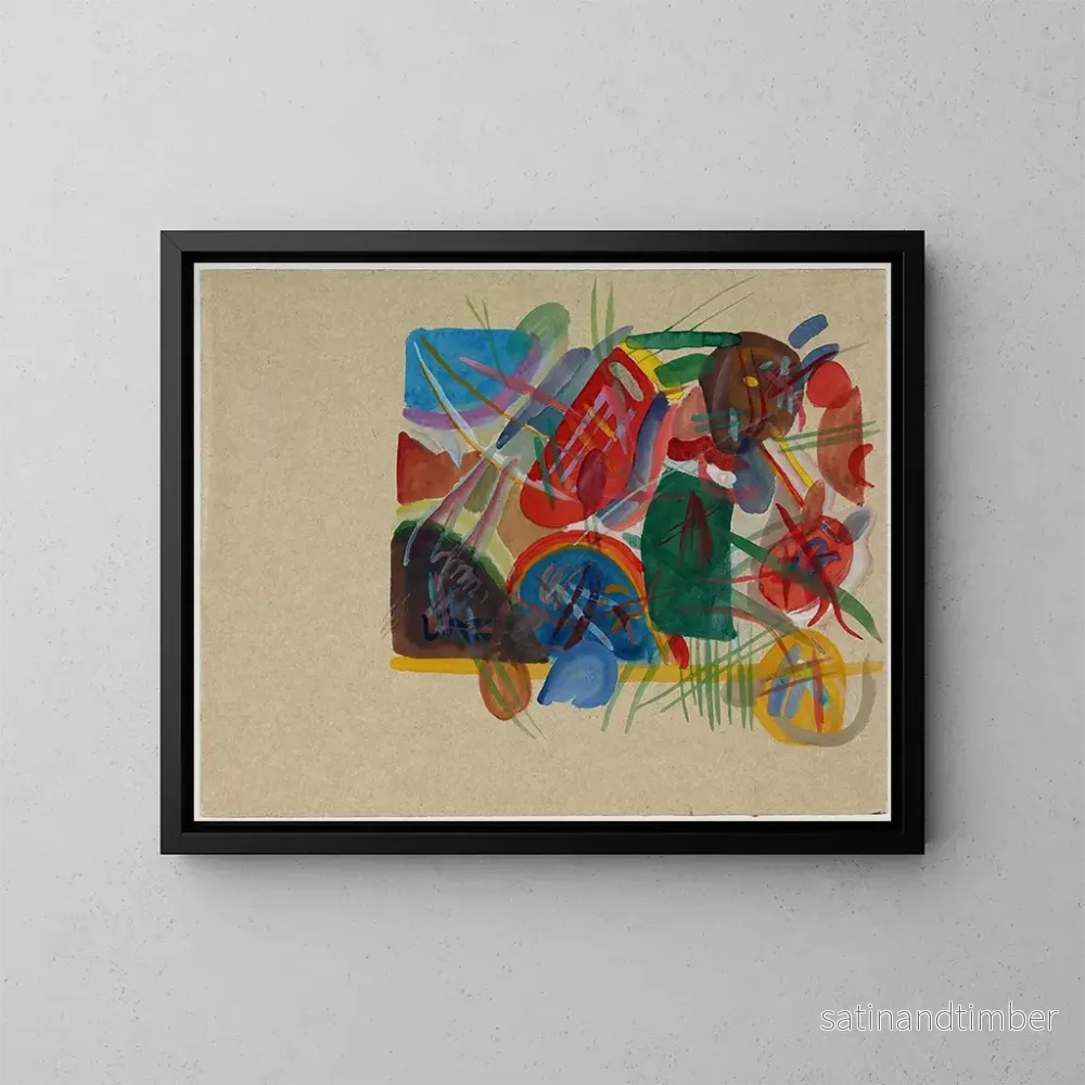 Reproduktion av målningen Akvarellmålning med skog och regnbåge - Wassily Kandinsky