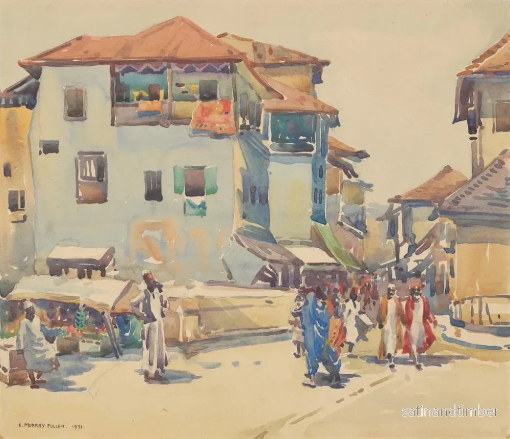 Reproduktion av målningen av Malindi-marknaden, Zanzibar - Edwin Murray Fuller - Bild 2