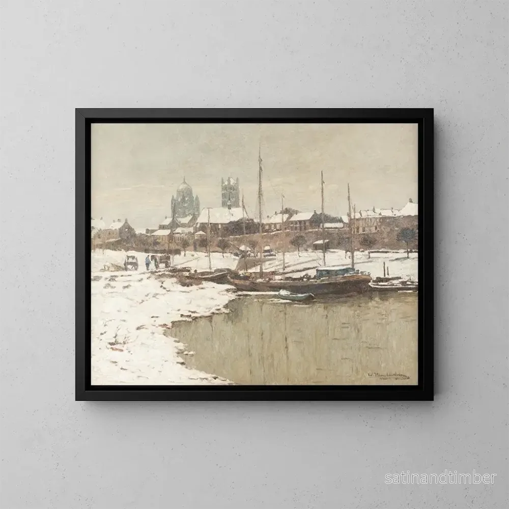 Reproduktion av målningen Neuss under snön - Wilhelm Hambüchen