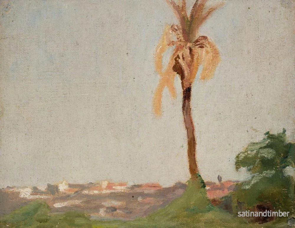 Reproduktion av målningen Tombe d'un homme saint, paysage avec un palmier, du voyage en Inde - Jan Cybis - Bild 2