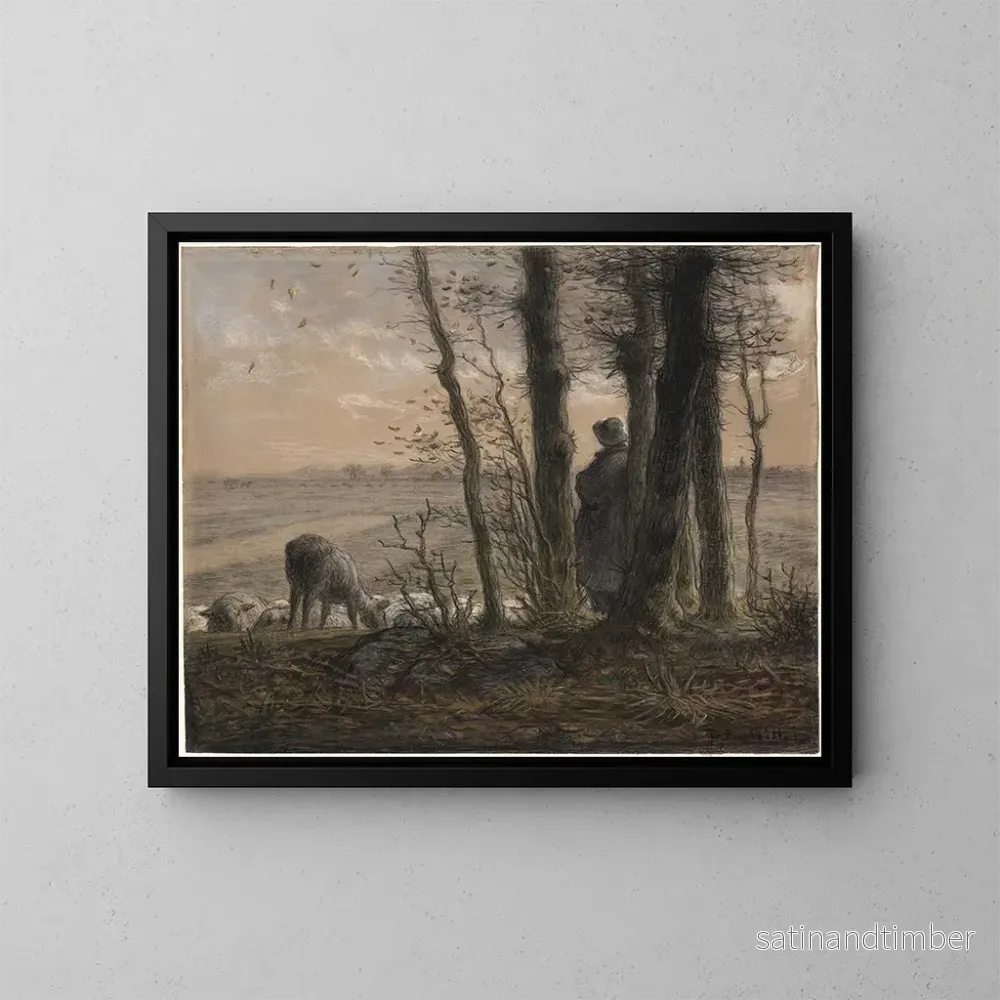 Reproduktion av målningen med hängande blad - Jean-François Millet