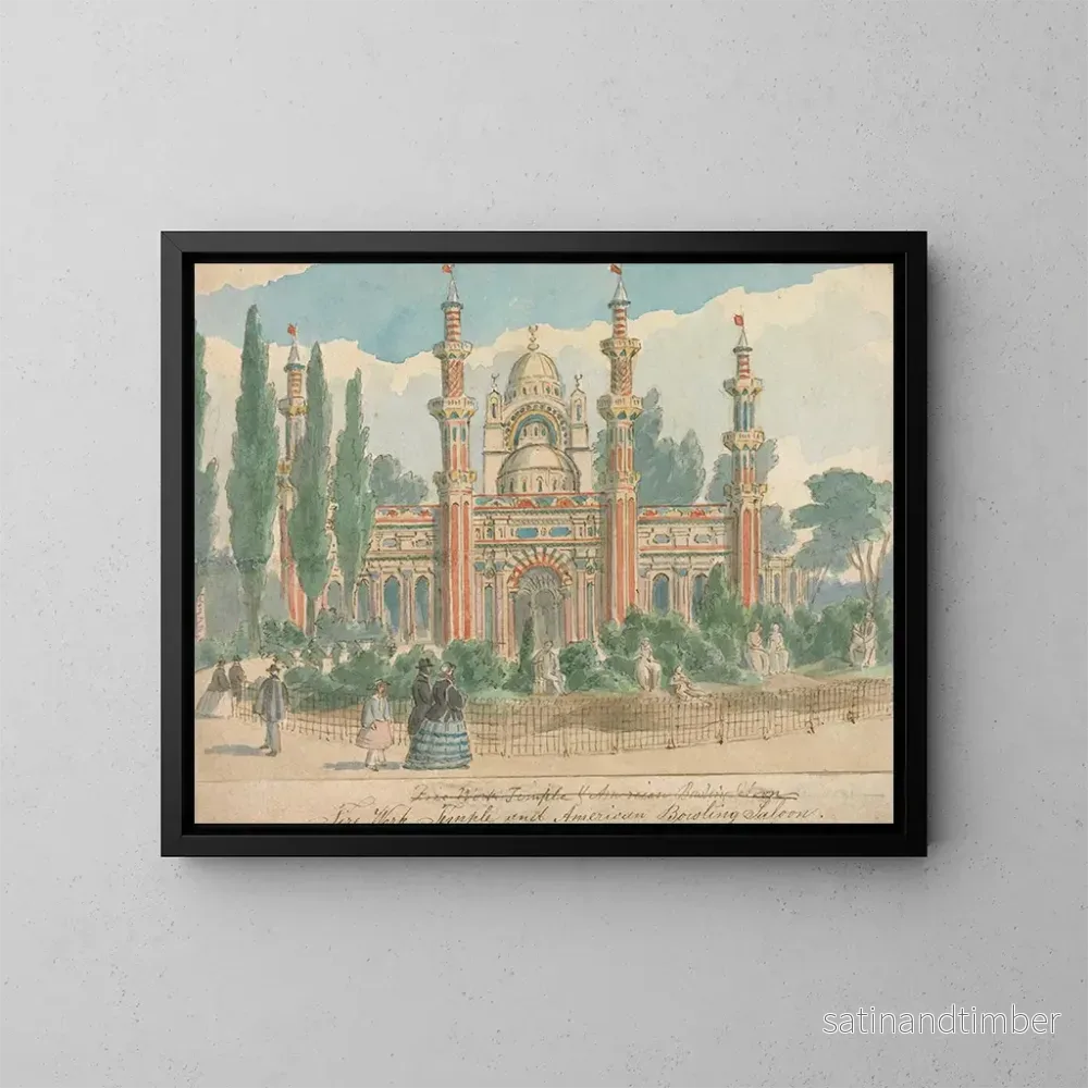 Reproduktion av målningen av Temple de la pyrotechnie et saloon du bâtiment américain – William Henry Brooke Reproduktion av målningen av Temple de la pyrotechnie et saloon du bâtiment américain – William Henry Brooke