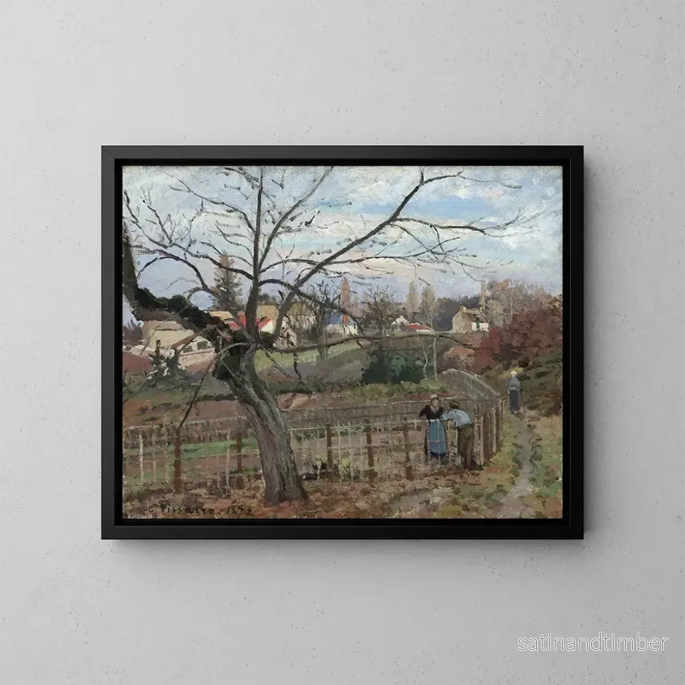 Reproduktion av målningen La clôture - Camille Pissarro