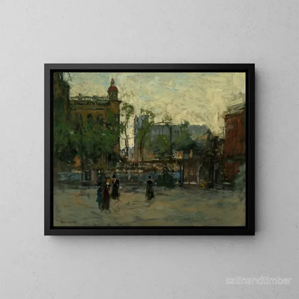 Reproduktion av målningen Empire de soirée, park i New York - Paul Cornoyer