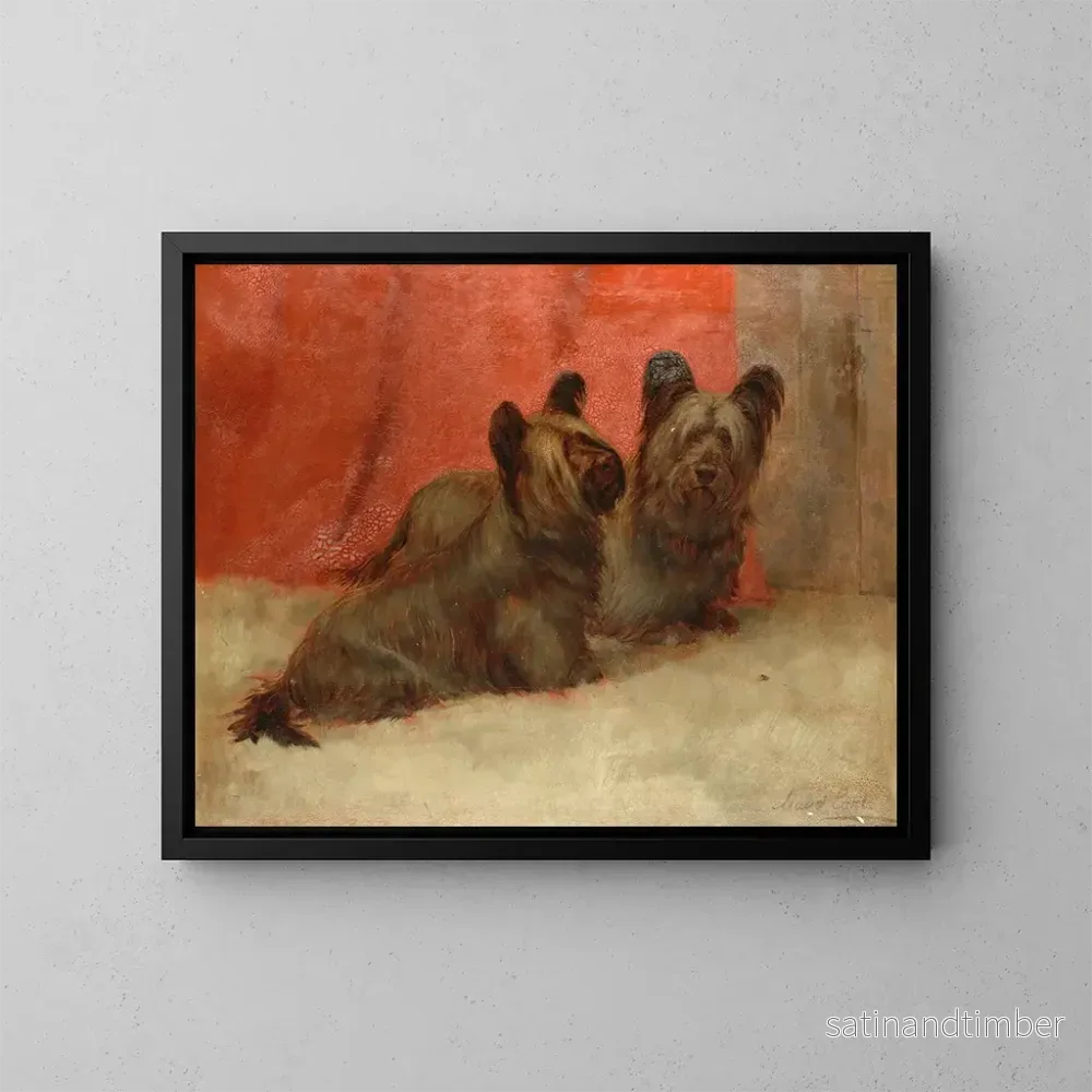 Reproduktion av målningen av två skye terriers - Maud Earl