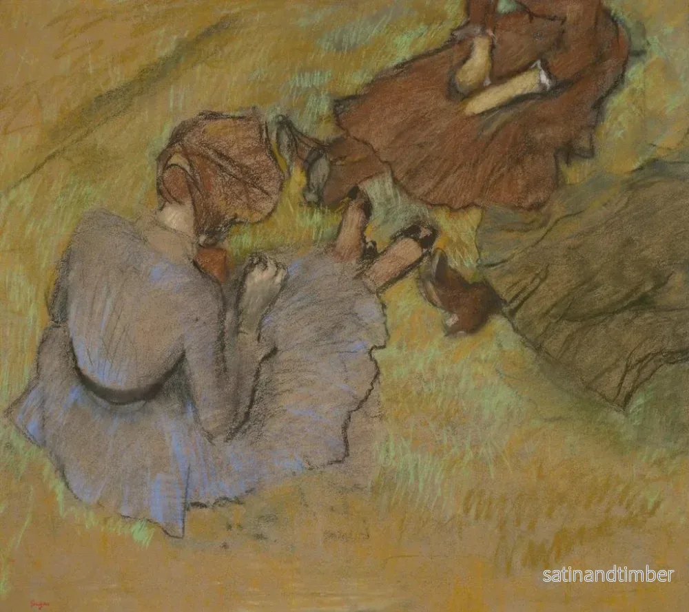 Reproduktion av målningen av kvinnor som sitter på gräset - Edgar Degas - Bild 2