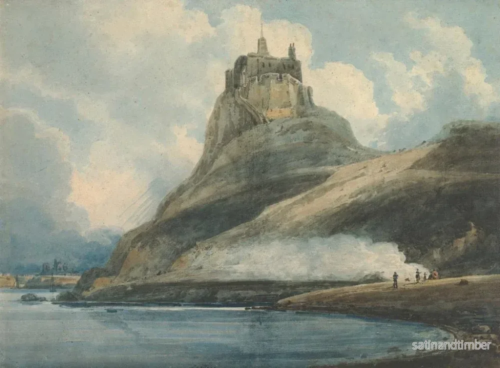 Reproduktion av målningen av Château de Lindisfarne, Île Sainte-Marie, Northumberland - Thomas Girtin - Bild 2