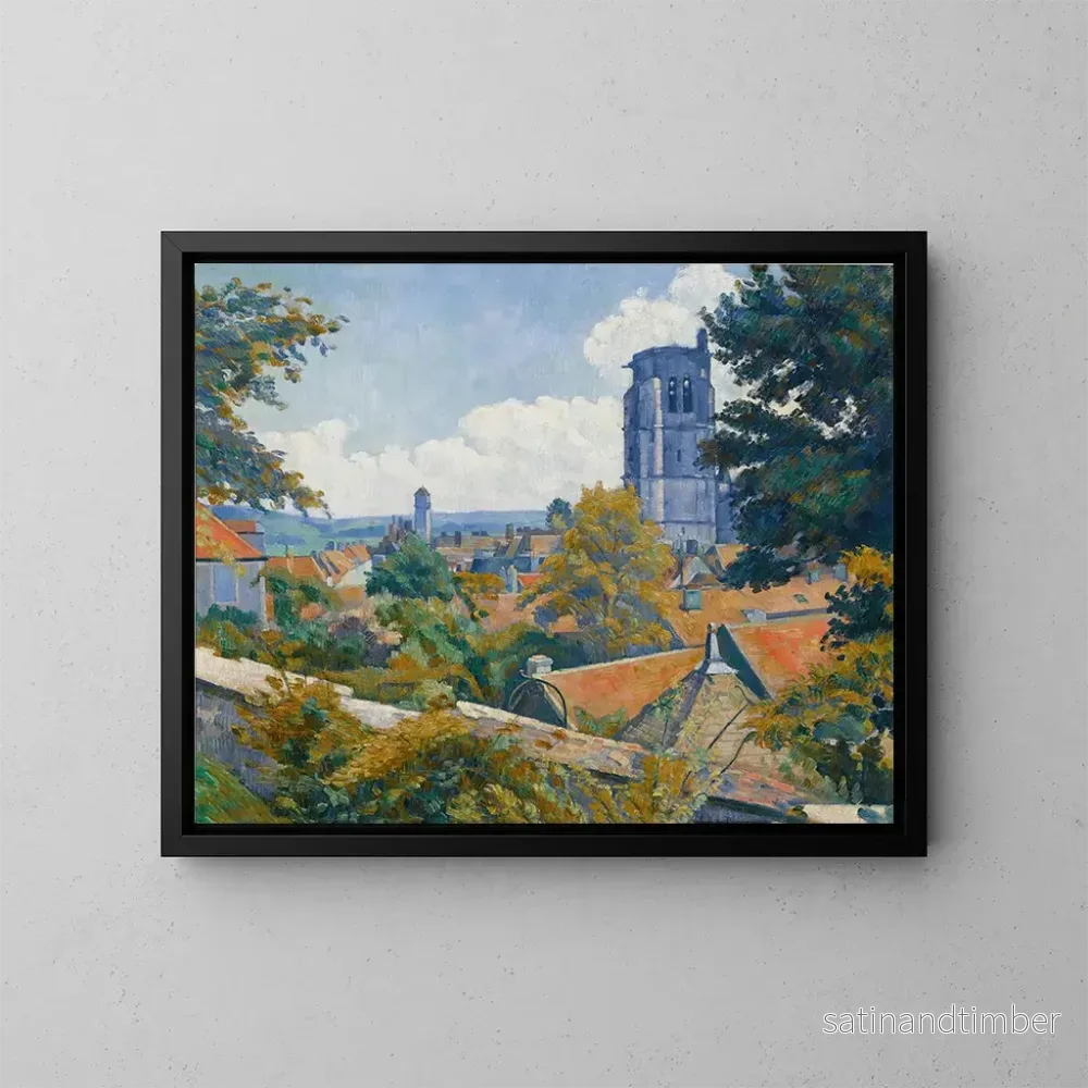 Reproduktion av målningen Vy över Tonnerre med Notre-Dames kyrka - Émile Bernard