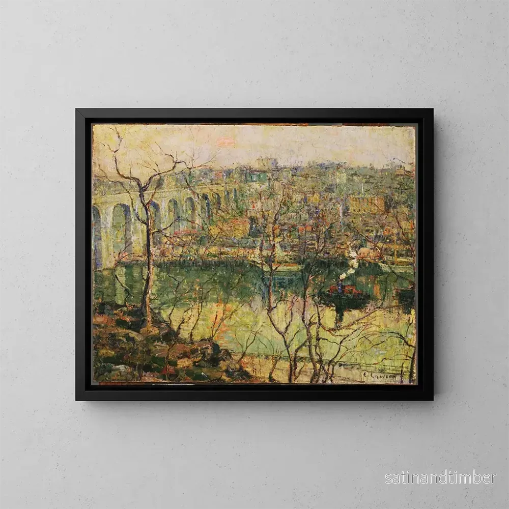 Reproduktion av målningen Pont högt under den stigande månen - Ernest Lawson