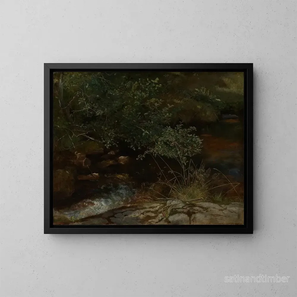 Reproduktion av målningen Bord de Bach med träd och gräs - Hans Thoma