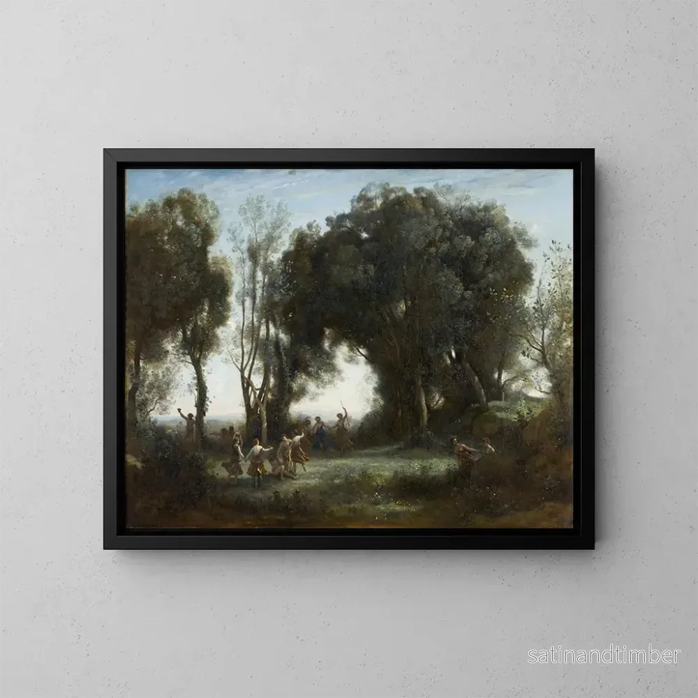 Reproduktion av målningen En morgon, nymfens dans – Jean-Baptiste-Camille Corot Reproduktion av målningen En morgon, nymfens dans – Jean-Baptiste-Camille Corot