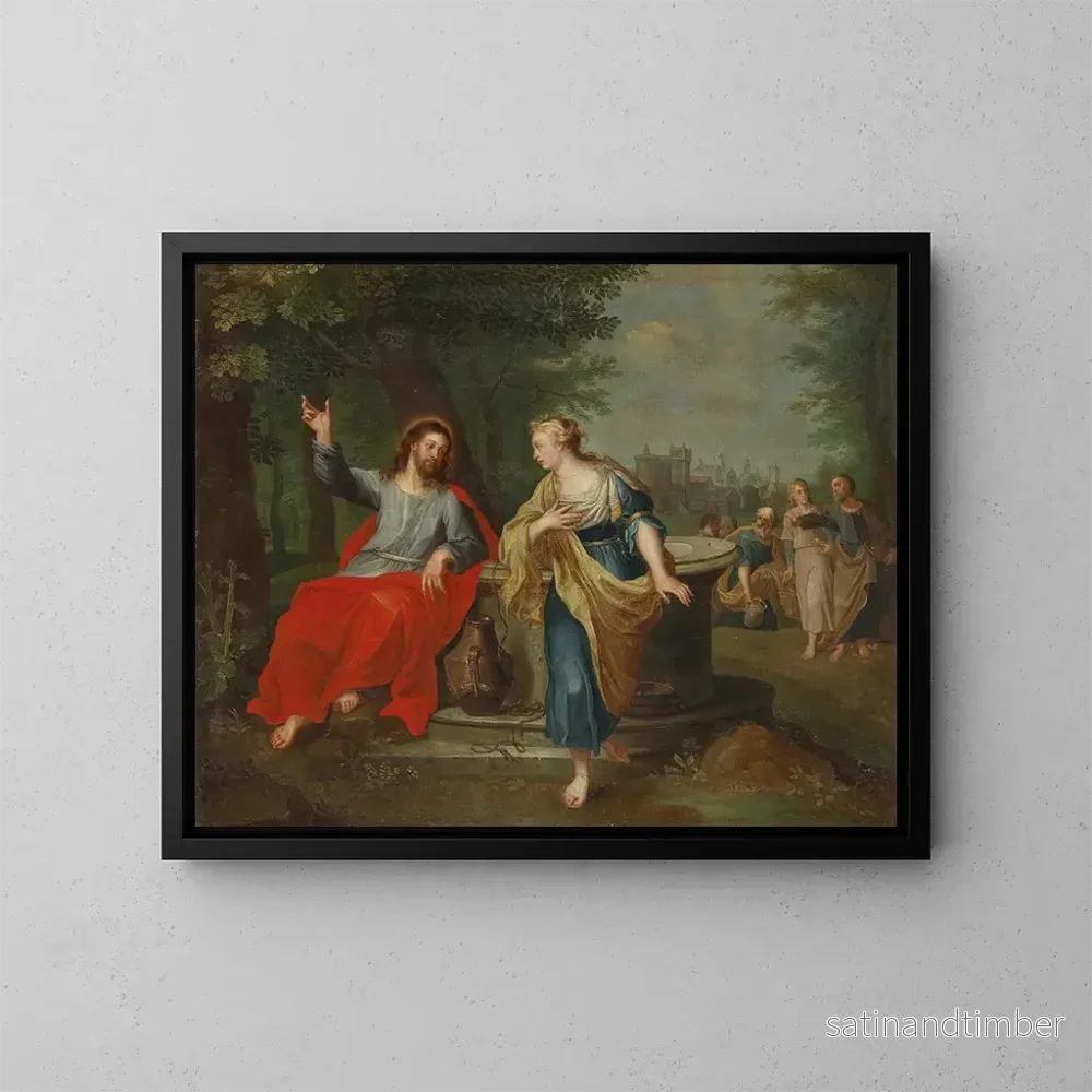 Reproduktion av målningen Le Christ et la femme samaritaine au puits - Ecole de Peter Paul Rubens