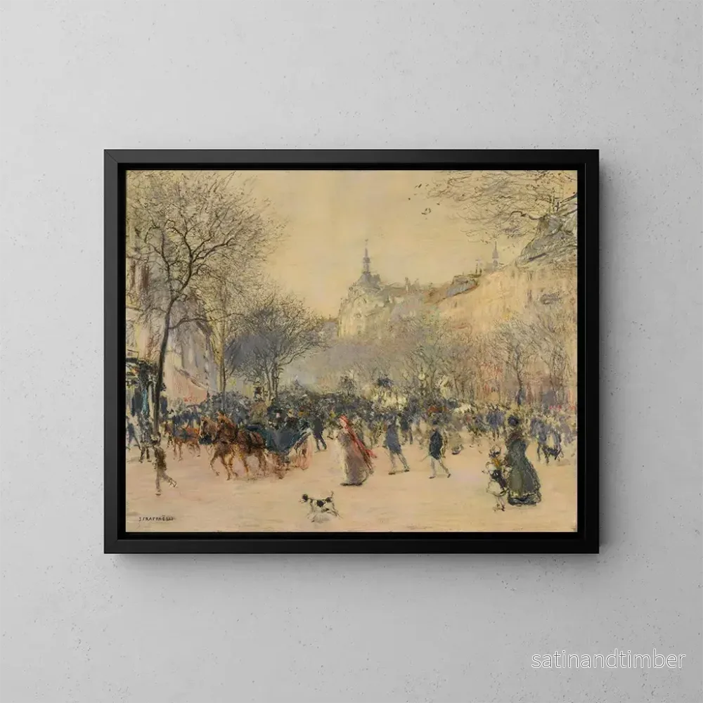 Reproduktion av målningen Le Carrefour Drouot, Paris - Jean François Raffaëlli