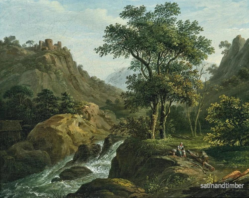 Reproduktion av målningen Bûcherons au bord d'une rivière - Matthias Rudolf Toma - Bild 2