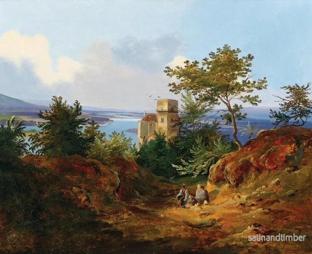 Reproduktion av målningen Vue de la vallée du Danube avec les ruines de Greifenstein - Wilhelm Steinfeld - Bild 2