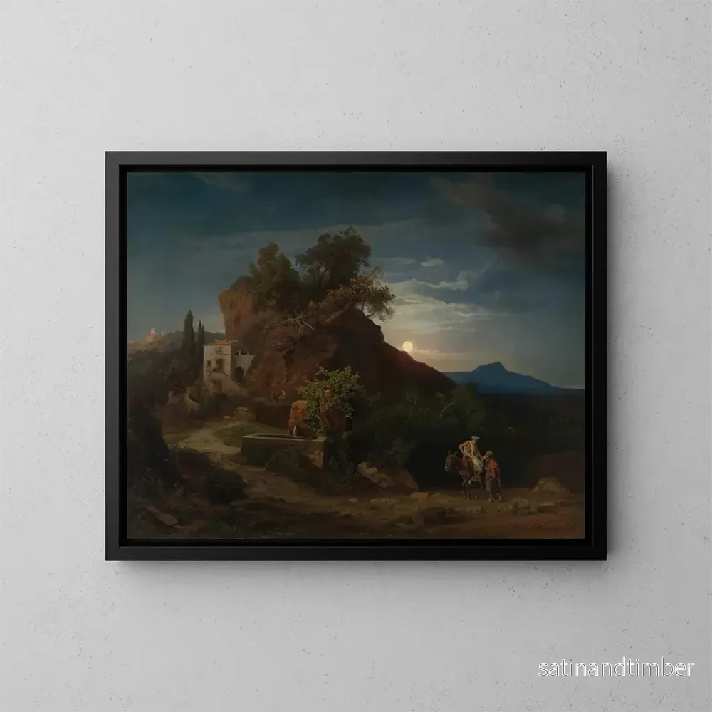 Reproduktion av målningen La nuit. L'arrivée du Samaritain avec le blessé à l'auberge - Johann Wilhelm Schirmer