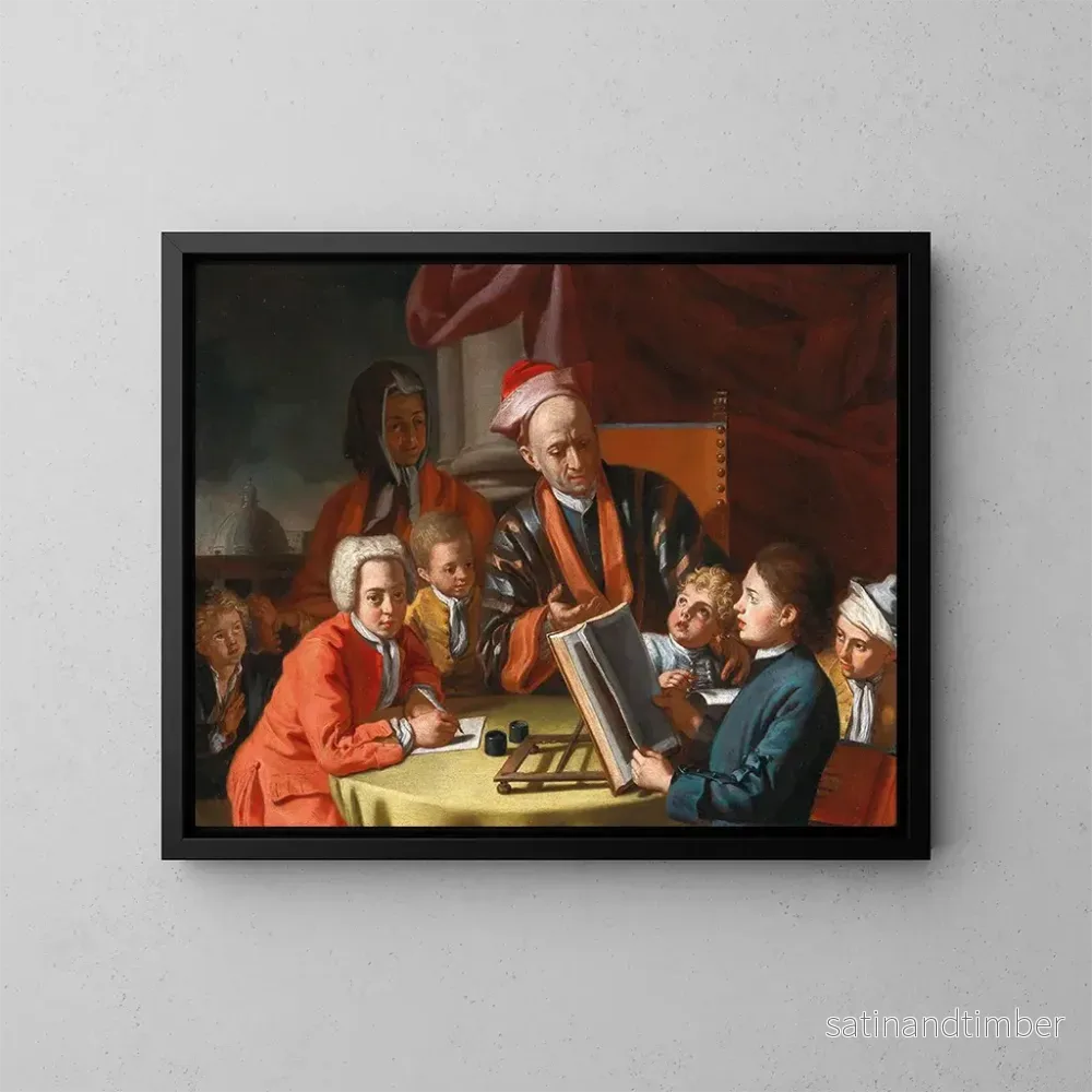 Reproduktion av målningen La Leçon - Giuseppe Bonito