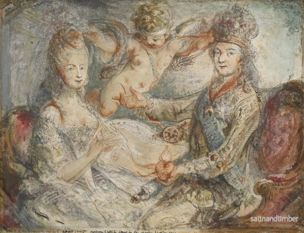 Reproduktion av målningen Louis XVI och Marie-Antoinette krönt av kärlek - Gabriel de Saint-Aubin - Bild 2