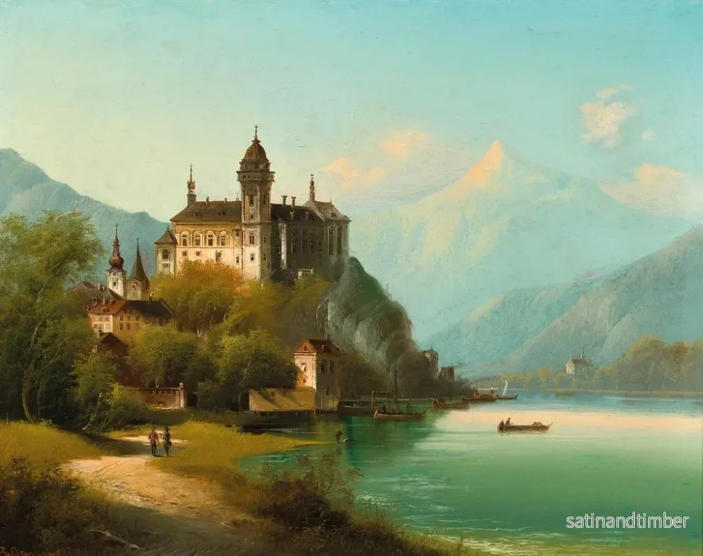 Reproduktion av målningen En slott vid en bergssjö - Johann Wilhelm Jankowsky - Bild 2