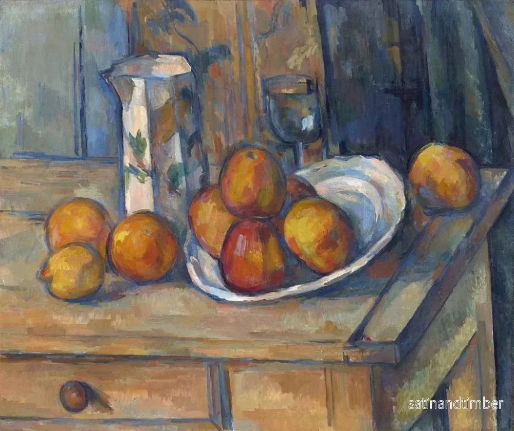 Reproduktion av målningen av naturtavla med en mjölkkanna och frukt - Paul Cézanne - Bild 2