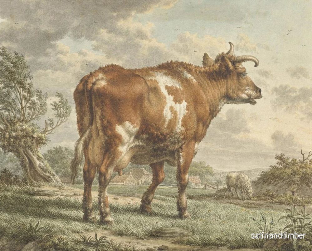 Reproduktion av målningen Vache rouge et blanche dans un paysage - Jacob Cats - Bild 2