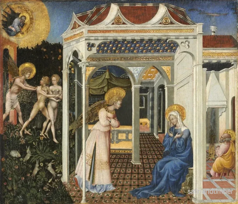 Reproduktion av målningen L'Annonciation och utvisningen ur Paradiset - Giovanni di Paolo - Bild 2