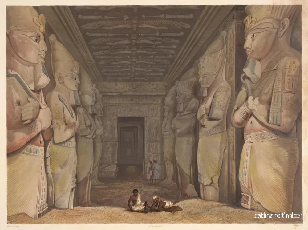 Reproduktion av målningen av inomhusmiljön i Abou Simbel-templet - Hector Horeau - Bild 2