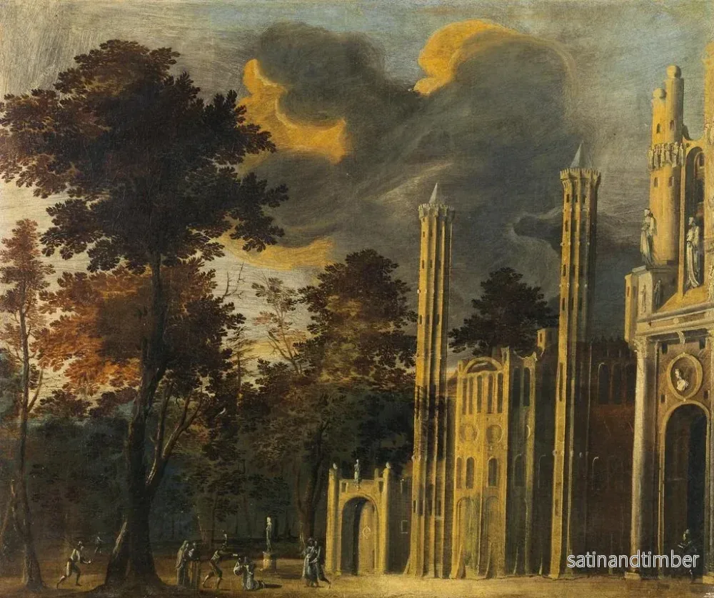 Reproduktion av målningen av helgonets halshuggning framför en katedral - François de Nom - Bild 2