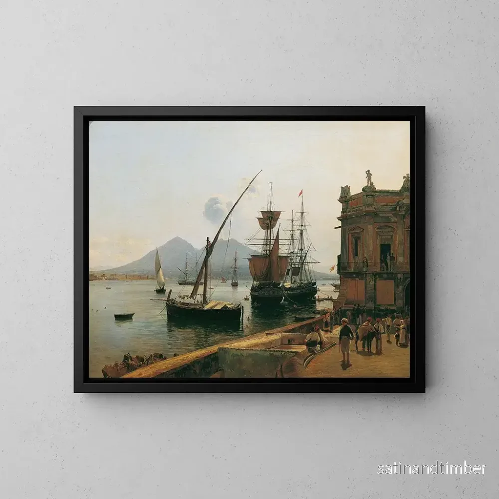 Reproduktion av målningen av Neapels hamn med Vesuvius – Rudolf von Alt Reproduktion av målningen av Neapels hamn med Vesuvius – Rudolf von Alt