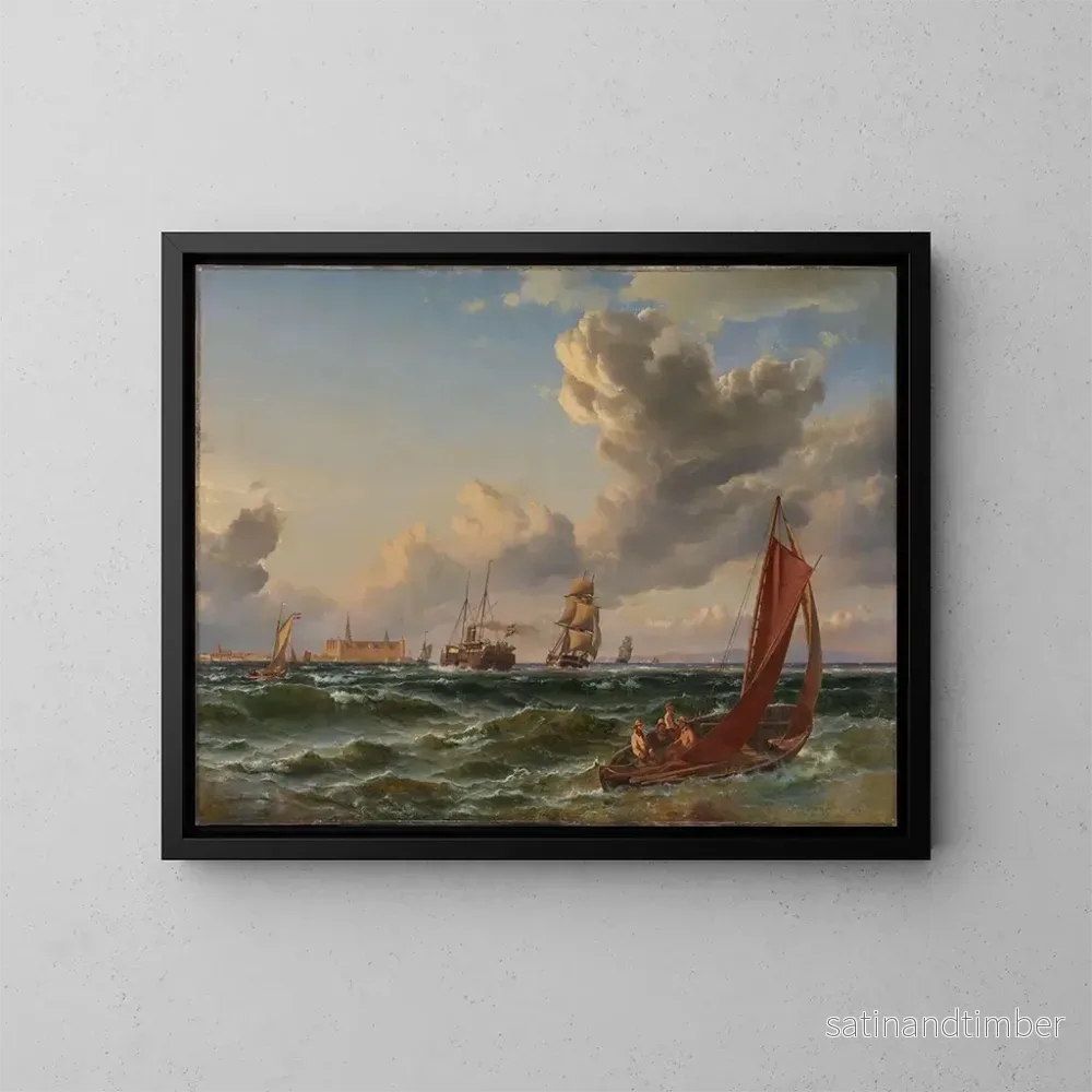 Reproduktion av målningen Parti de la mer de Øresund med Kronborg - Carl Frederik Sørensen