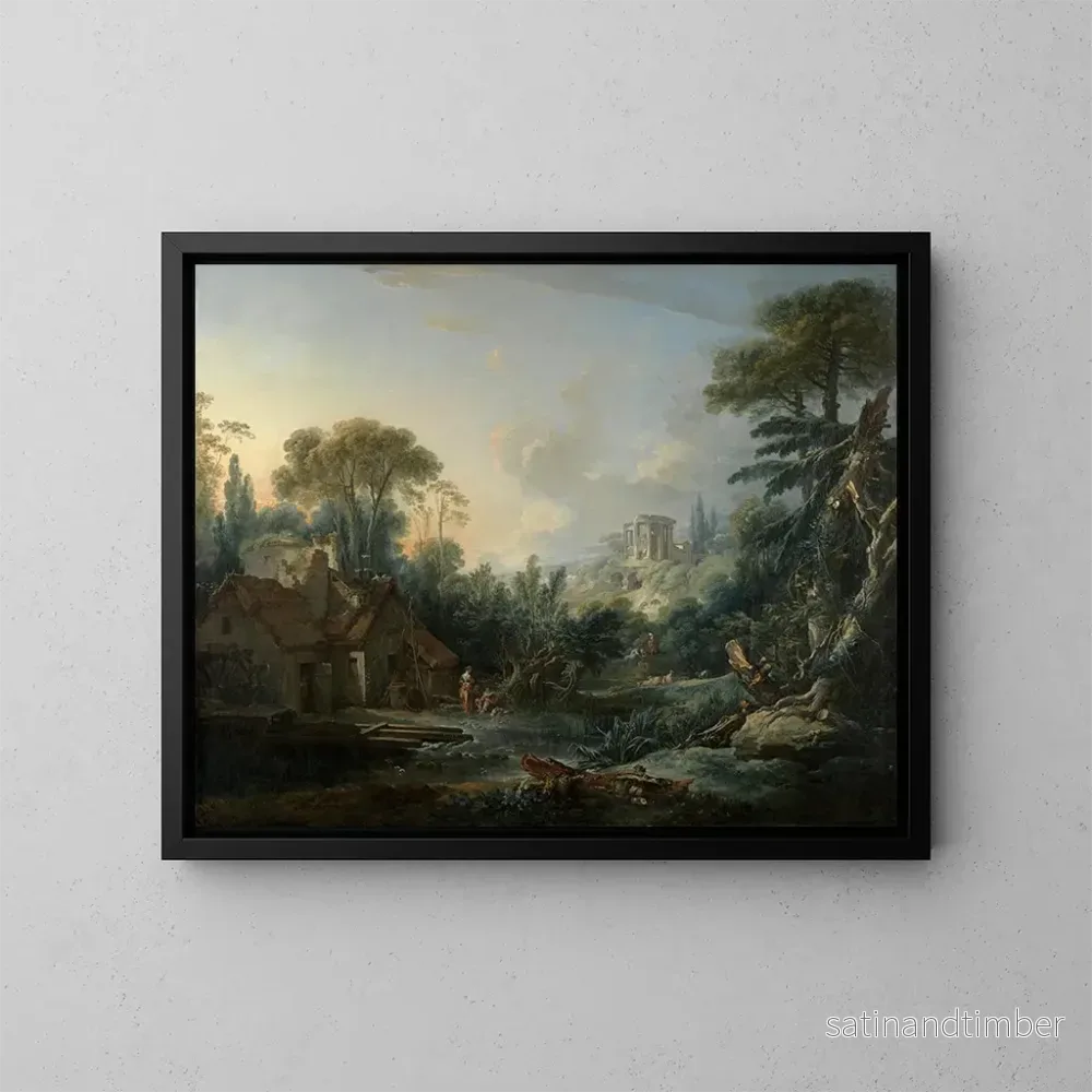 Reproduktion av målningen Landskap med ett vattenhjul – François Boucher Reproduktion av målningen Landskap med ett vattenhjul – François Boucher