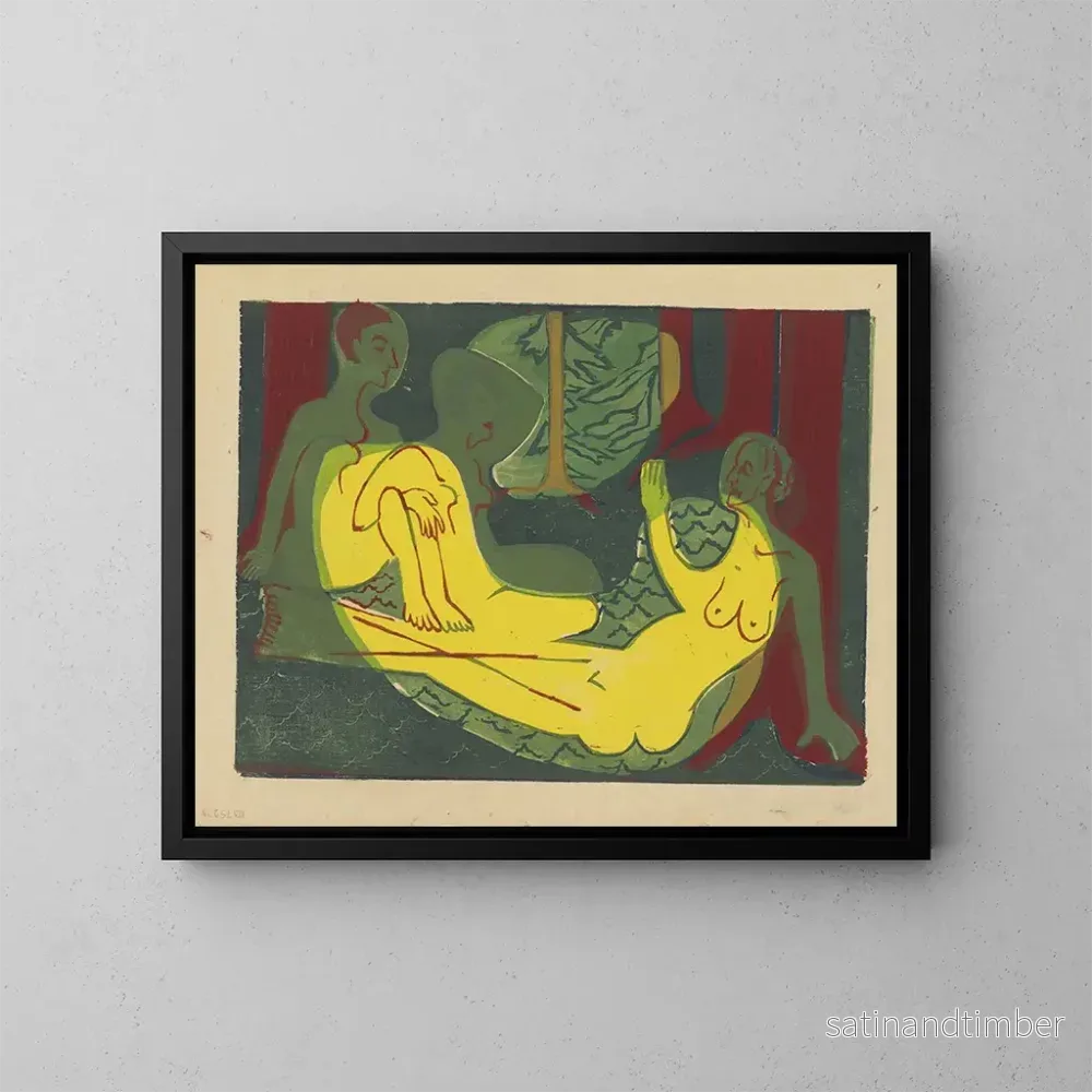 Reproduktion av målningen Tre nakna i skogen – Ernst Ludwig Kirchner Reproduktion av målningen Tre nakna i skogen – Ernst Ludwig Kirchner