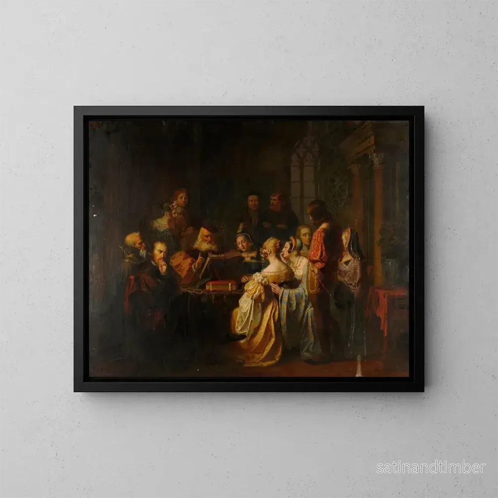 Reproduktion av målningen La lecture de la Bible - Charles-Auguste Herb