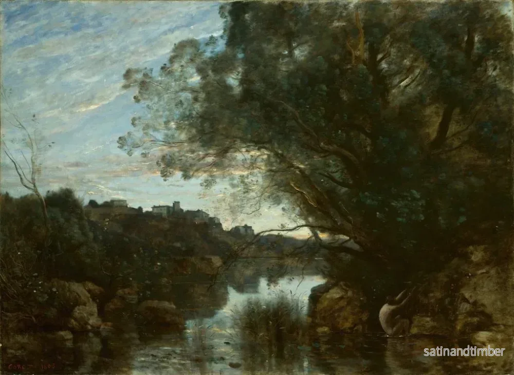 Reproduktion av målningen Souvenir des environs du lac Nemi - Jean-Baptiste-Camille Corot - Bild 2