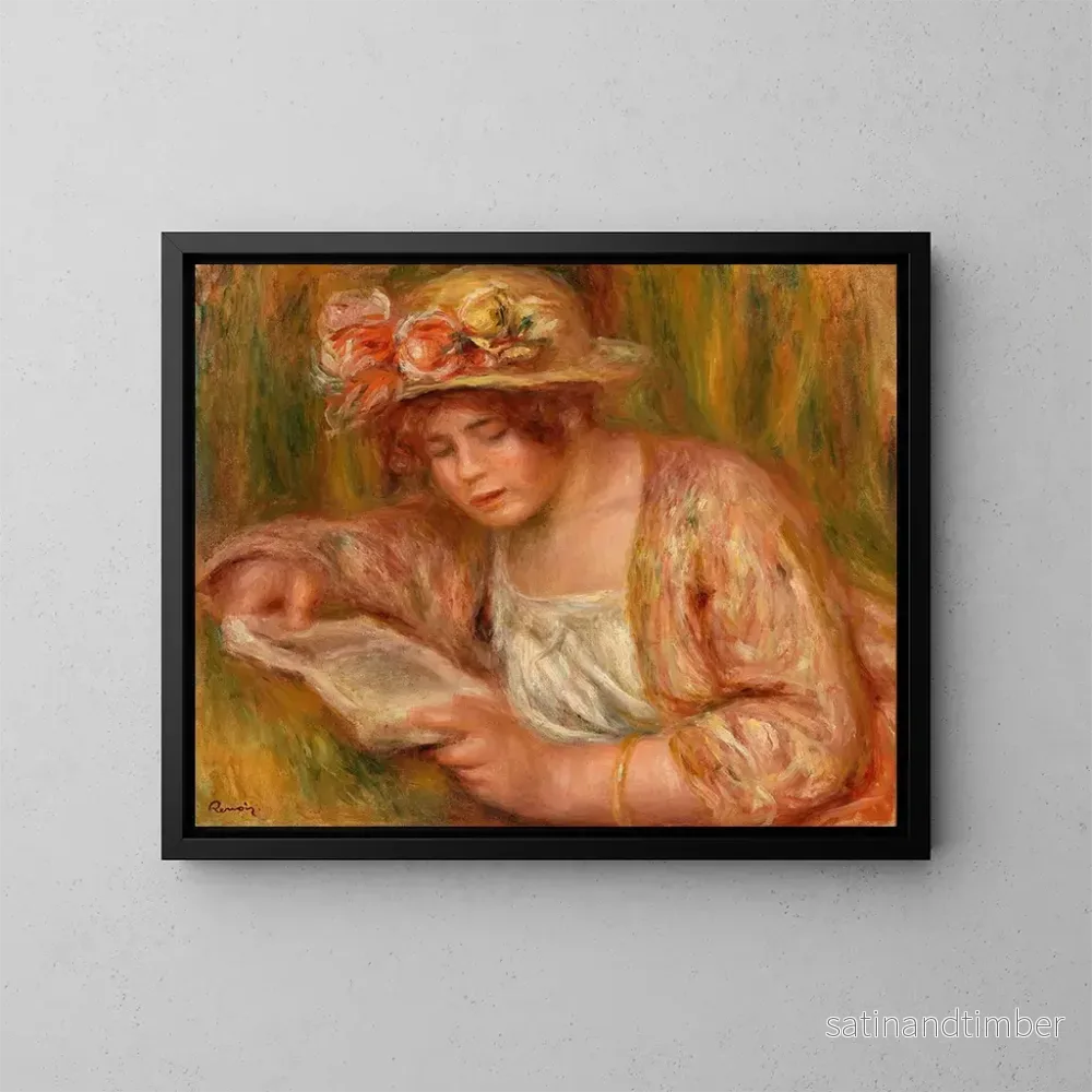 Reproduktion av målningen Andre en chapeau lisant - Pierre-Auguste Renoir
