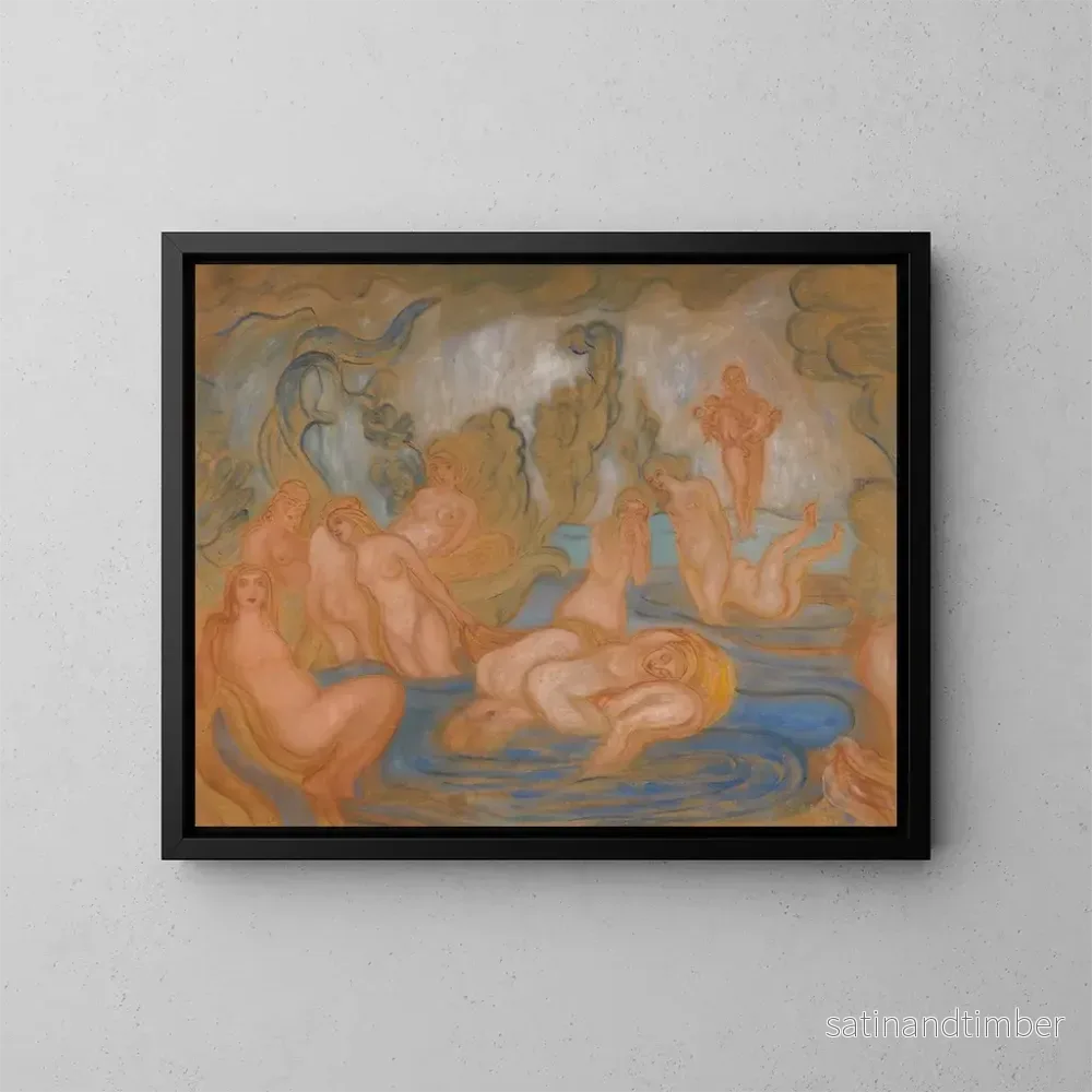 Reproduktion av målningen Les Baigneuses, kurviga och vågiga linjer - James Ensor