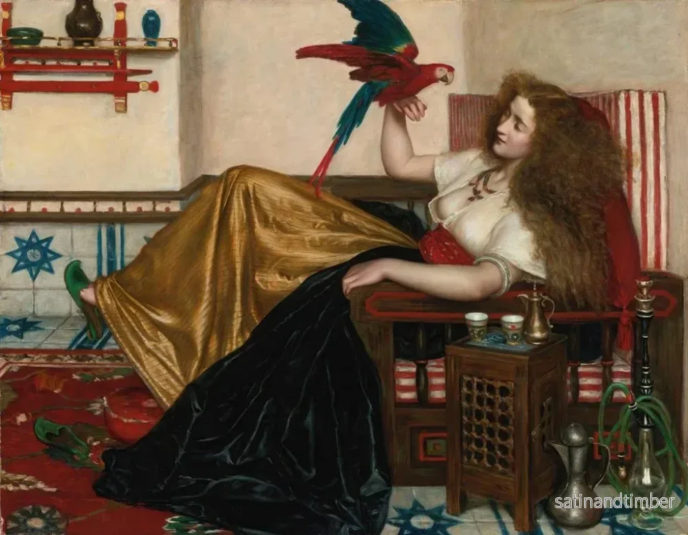 Reproduktion av målningen La légende du perroquet - Valentine Cameron Prinsep - Bild 2