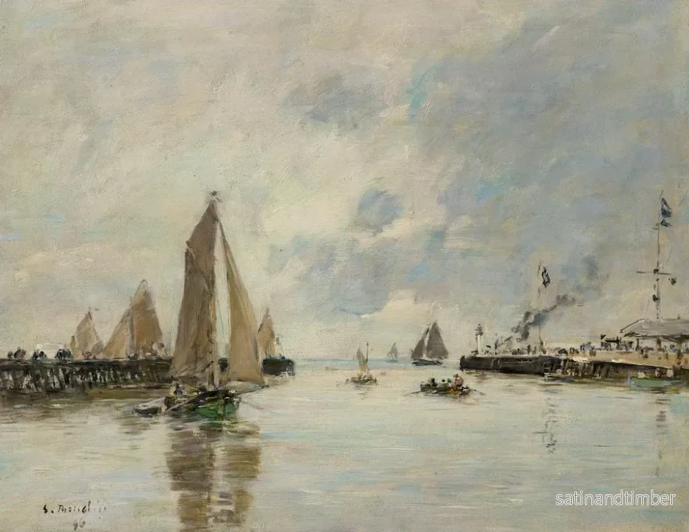 Reproduktion av målningen Trouville, kajerna vid högvatten - Eugène Boudin - Bild 2
