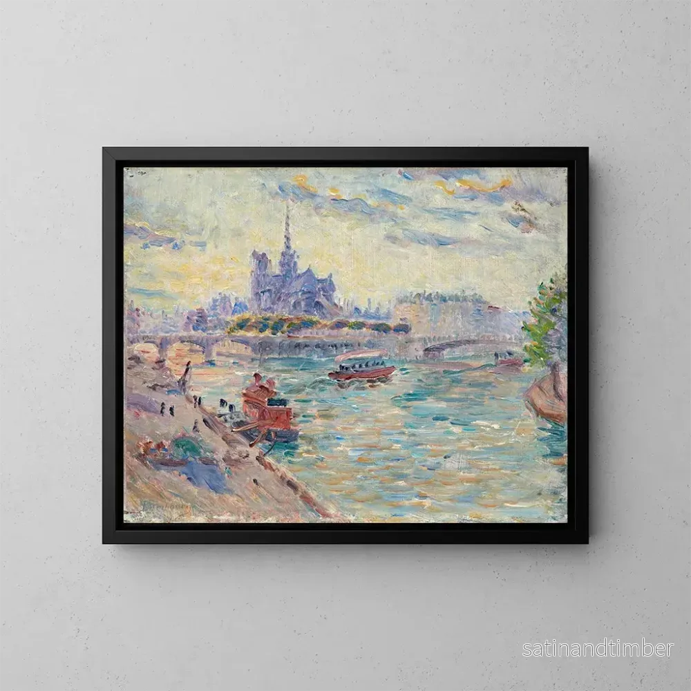 Reproduktion av målningen Utsikt över Paris, Notre-Dame - Édouard-Jean Dambourgez