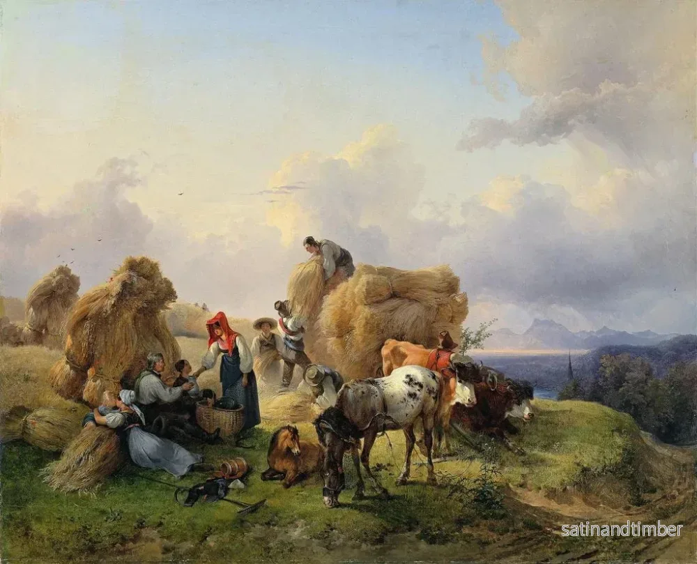 Reproduktion av målningen Skörd i förfjällens av Alperna - Friedrich August Matthias Gauermann - Bild 2